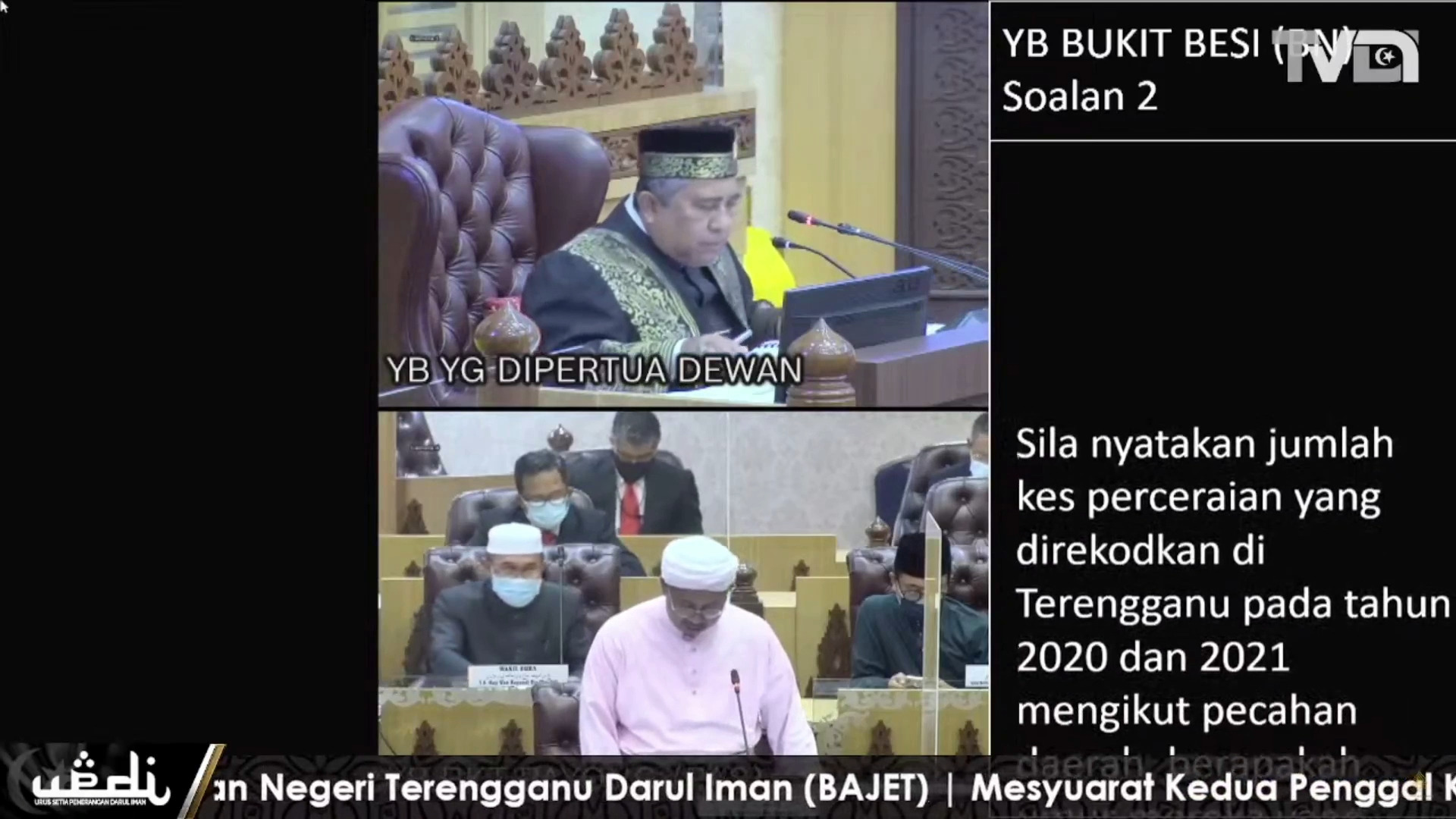 Kes Penceraian Yang Direkodkan Di Terengganu Pada Tahun 2022 Dan 2021 Mengikut Pecahan Daerah