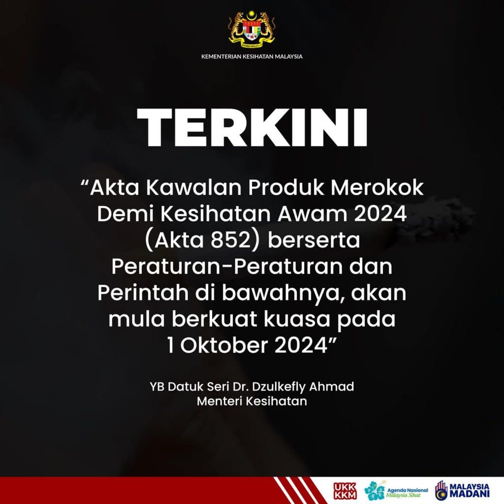 Terengganu Sambut Baik Akta 852, Kawalan Rokok dan Vape