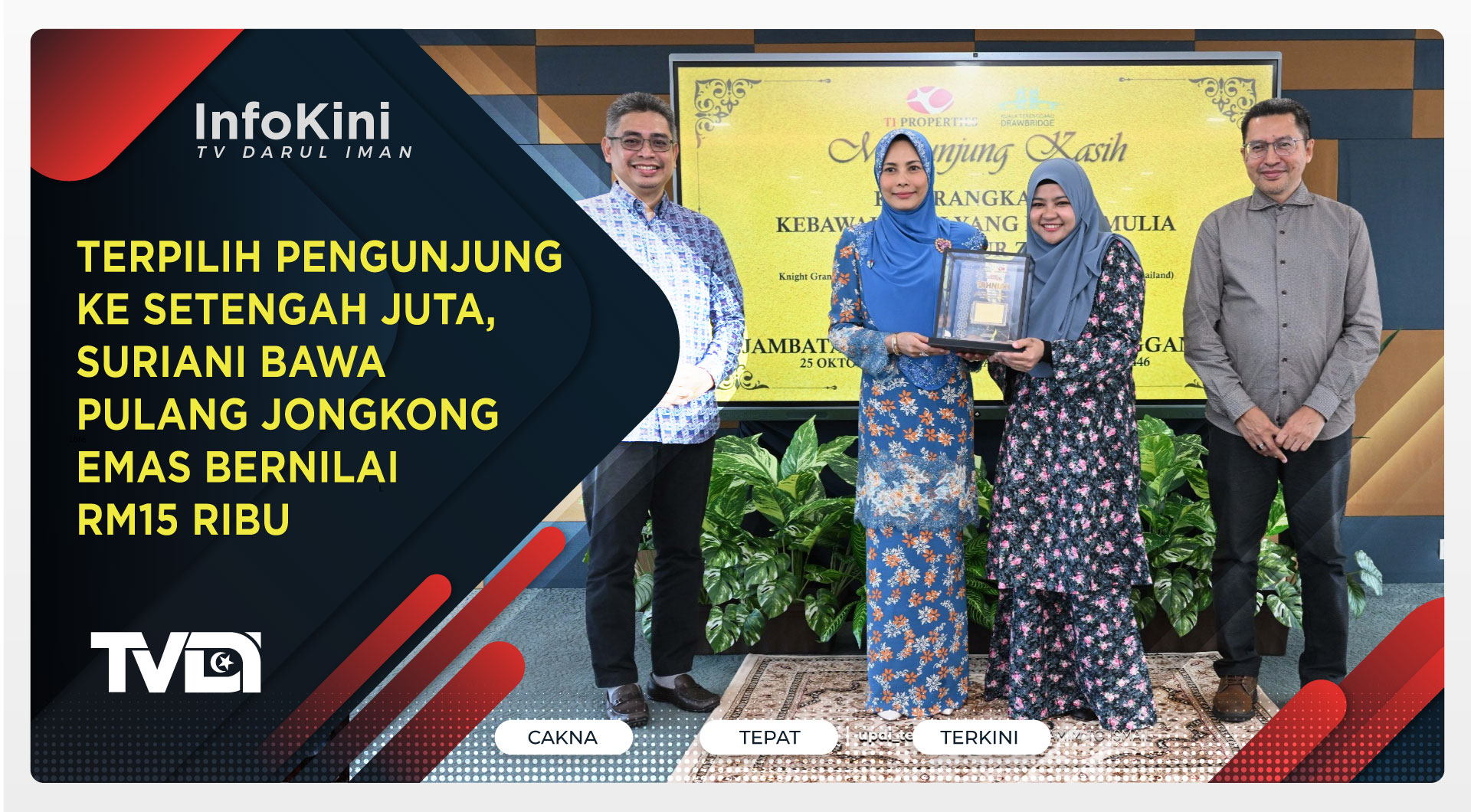 Terpilih Pengunjung Ke Setengah Juta, Suriani Bawa Pulang Jongkong Emas Bernilai RM15 Ribu