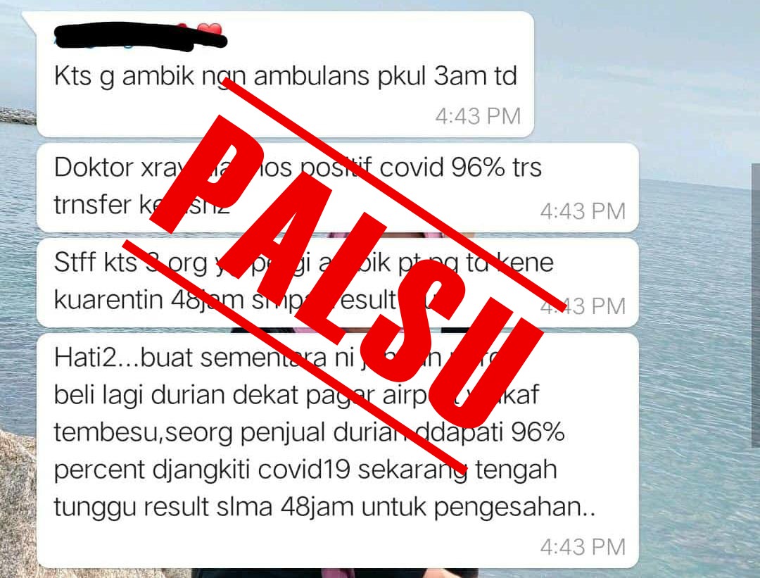 Berita Peniaga Durian Positif COVID-19 Palsu