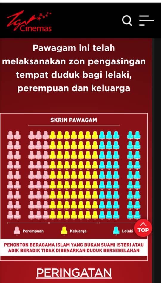 TGV Mesra Mall, Laksanakan Tempat Duduk Asing Bagi Lelaki Dan Perempuan Bermula 3 September