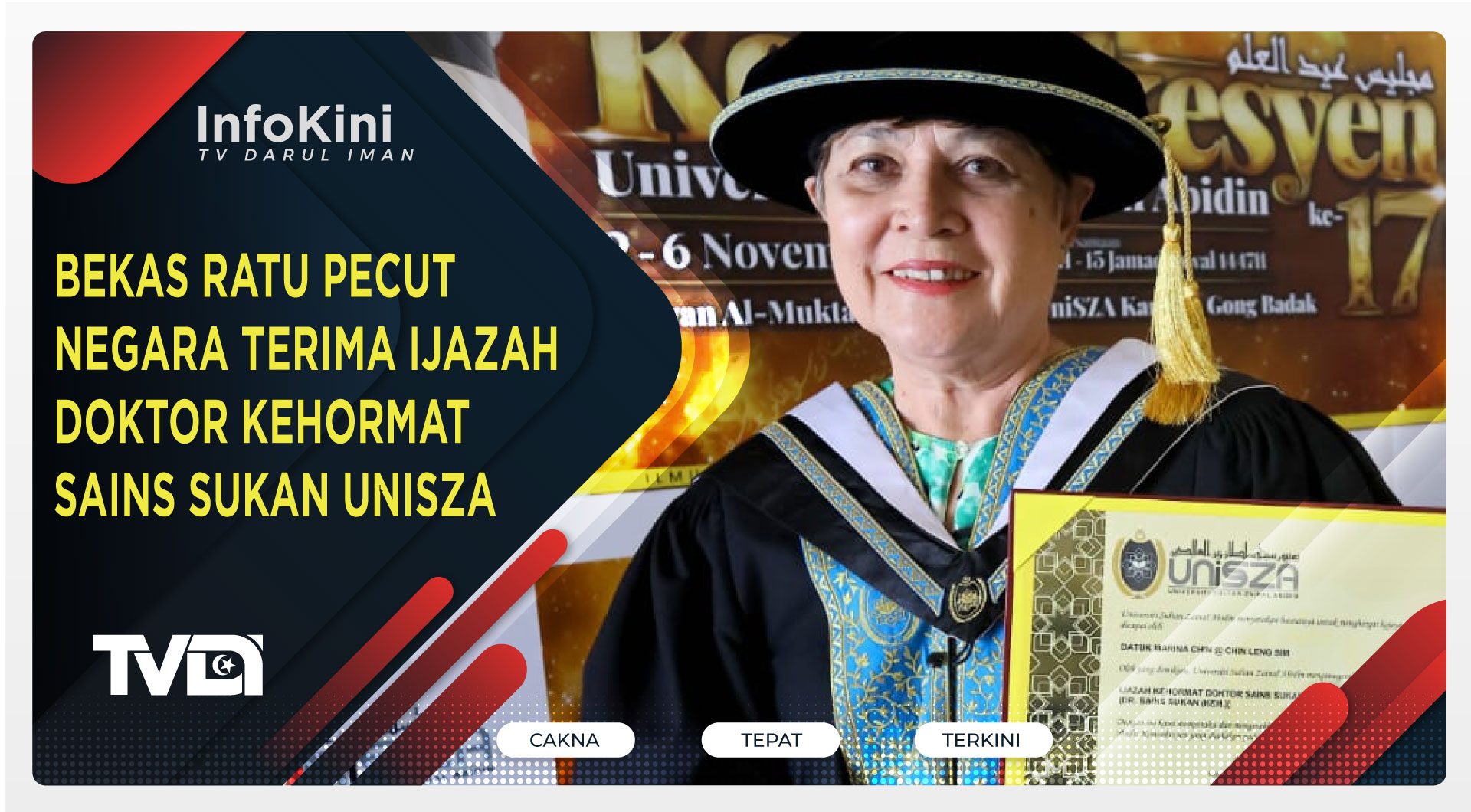 Bekas Ratu Pecut Negara Terima Ijazah Doktor Kehormat Sains Sukan UniSZA