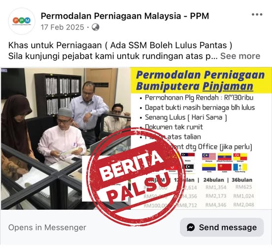 Pejabat Ahli Parlimen Kuala Terengganu Nafi Terlibat Dalam Iklan Pinjaman Tidak Sah