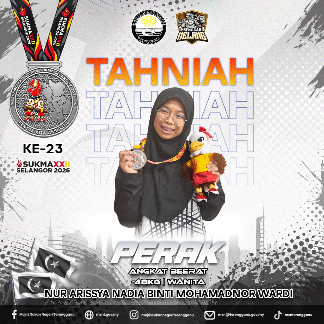 SUKMA 2026: Nur Arrissya Buka Saingan Angkat Berat Terengganu Dengan Perak